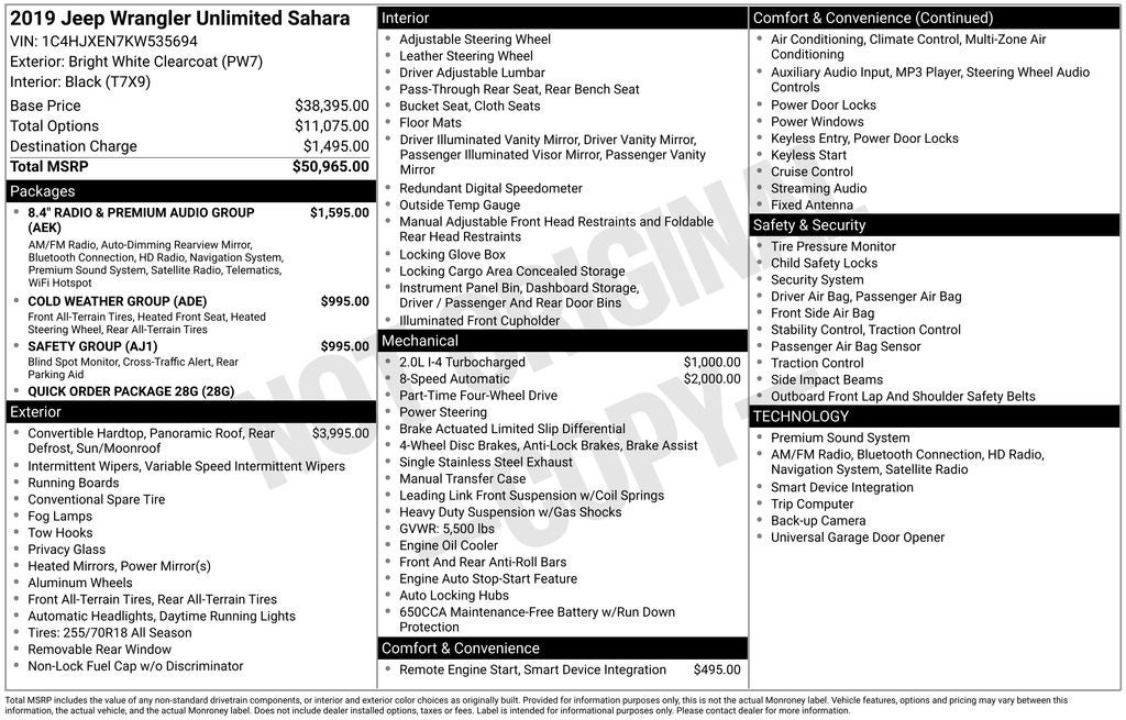 2019 Jeep Wrangler Unlimited Sahara