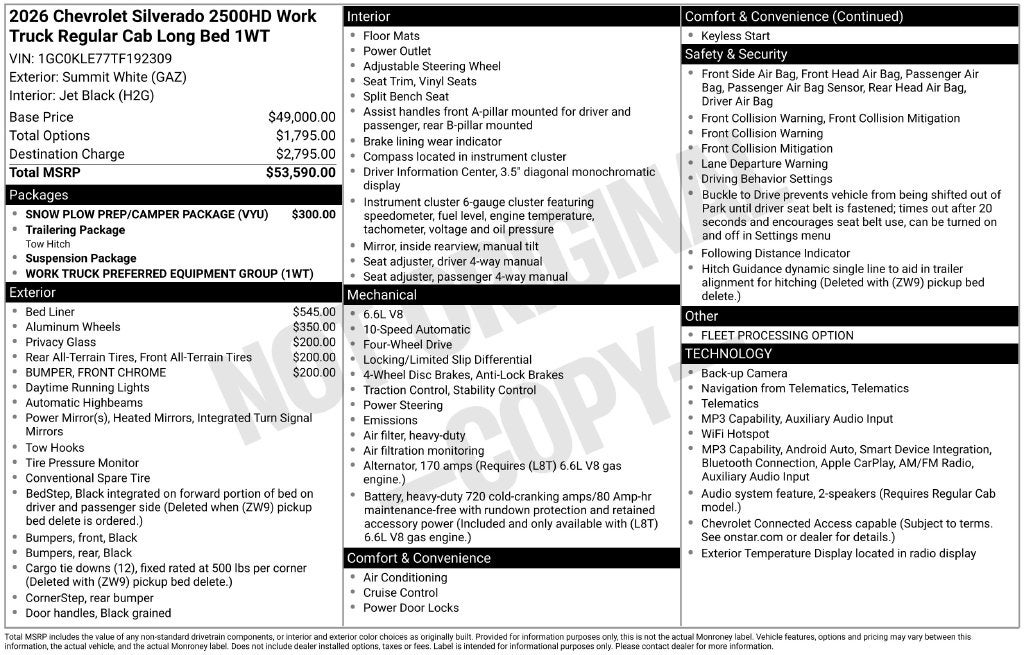 2026 Chevrolet Silverado 2500HD Work Truck
