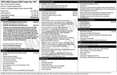 2025 GMC Savana 2500 Work Van