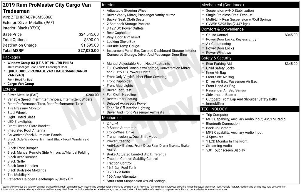 2019 RAM ProMaster City Tradesman