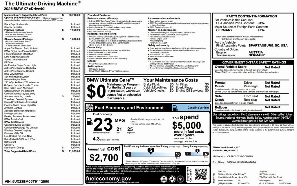 2026 BMW X7 xDrive40i