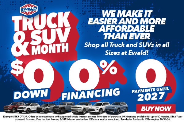 TRUCK MONTH! $0 Down, 0% APR OR 0 Payments Til 2027